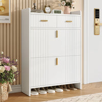 75x24x108.5cm Shoe Cabinet with Folding Compartments & 2 Drawers