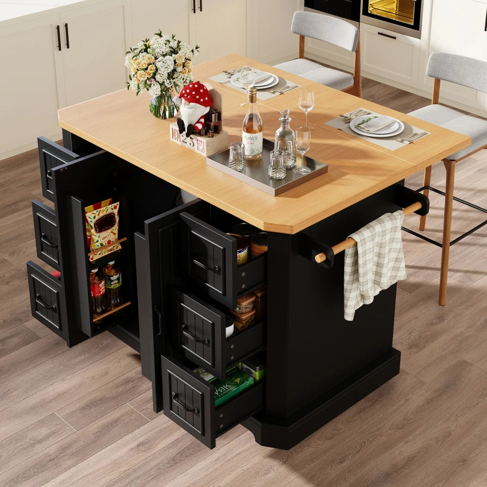 120x45(75)x91cm Modern Mobile Kitchen Island, Kitchen Cabinet