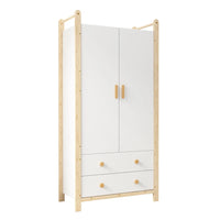 2-door Wardrobe, Wardrobe with Wardrobe Rack, 2 Drawers, for Bedroom