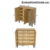 Modern Shoe Cabinet in Wooden Optics with Three Doors