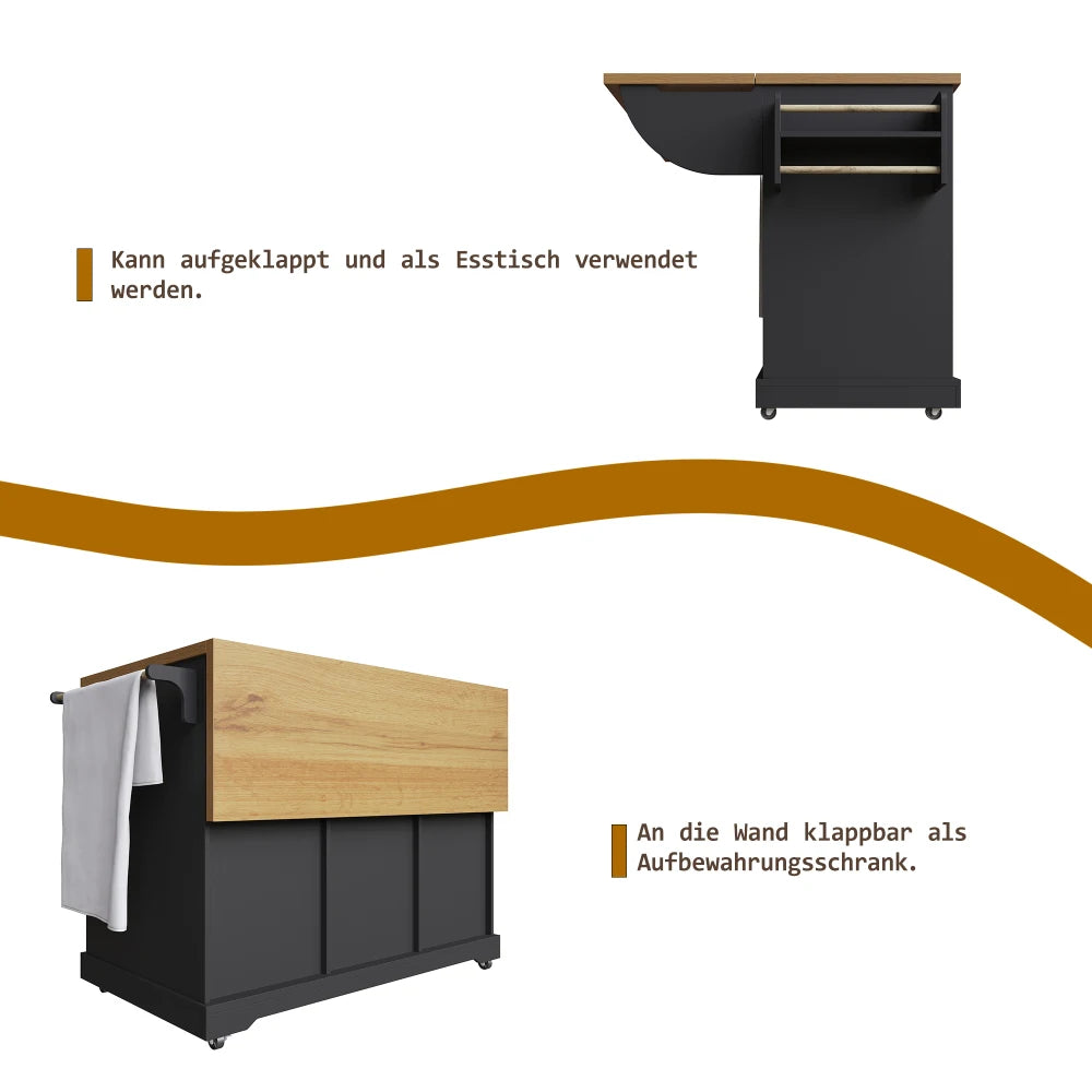 High Quality Kitchen Island, with Wood Grating & Large Storage