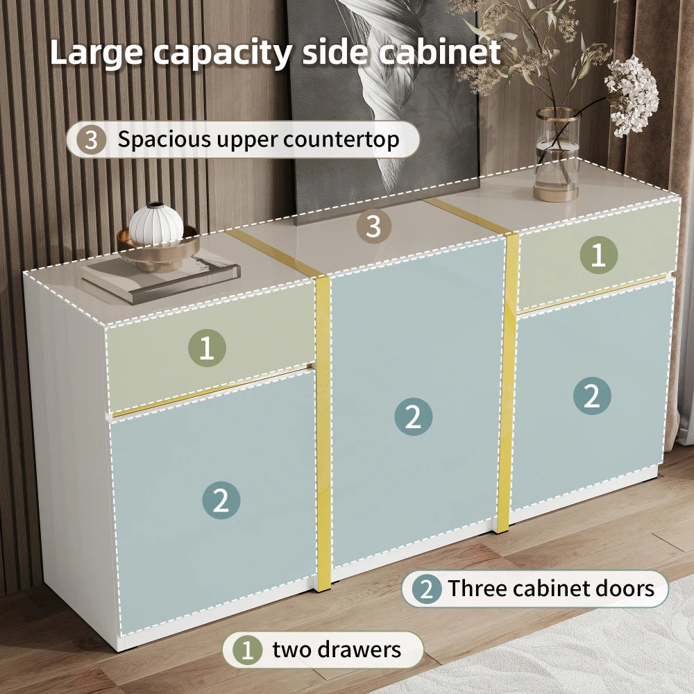Luxurious Sideboard, High Gloss Varnish, Modern Living Room Storage Cabinet