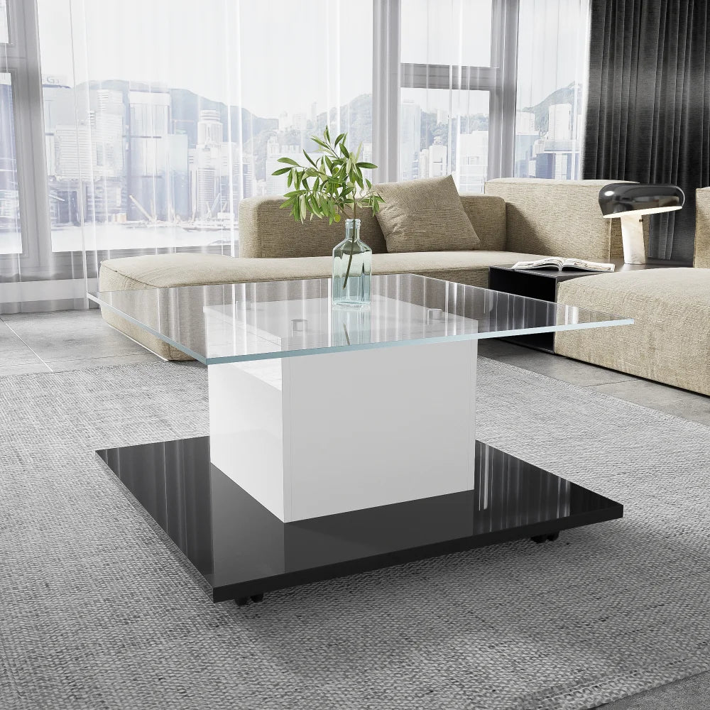 Modern Living Room Coffee Table, High-gloss Glass Coffee Table