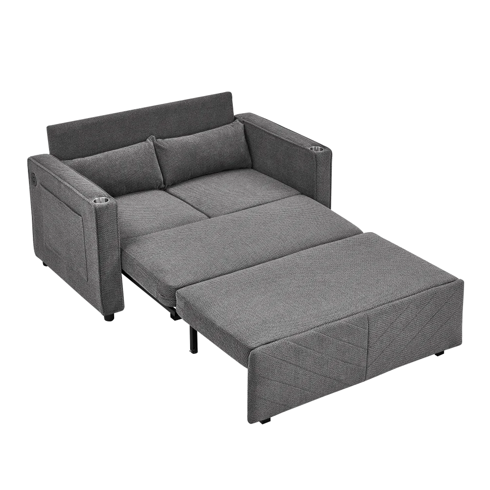 3-in-1 Minimalist Light Luxury 2-Seater Sofa Bed, Slide-to-Transform Design