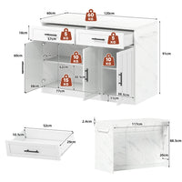120x60x91cm Kitchen Island, with Outlets and USB Ports