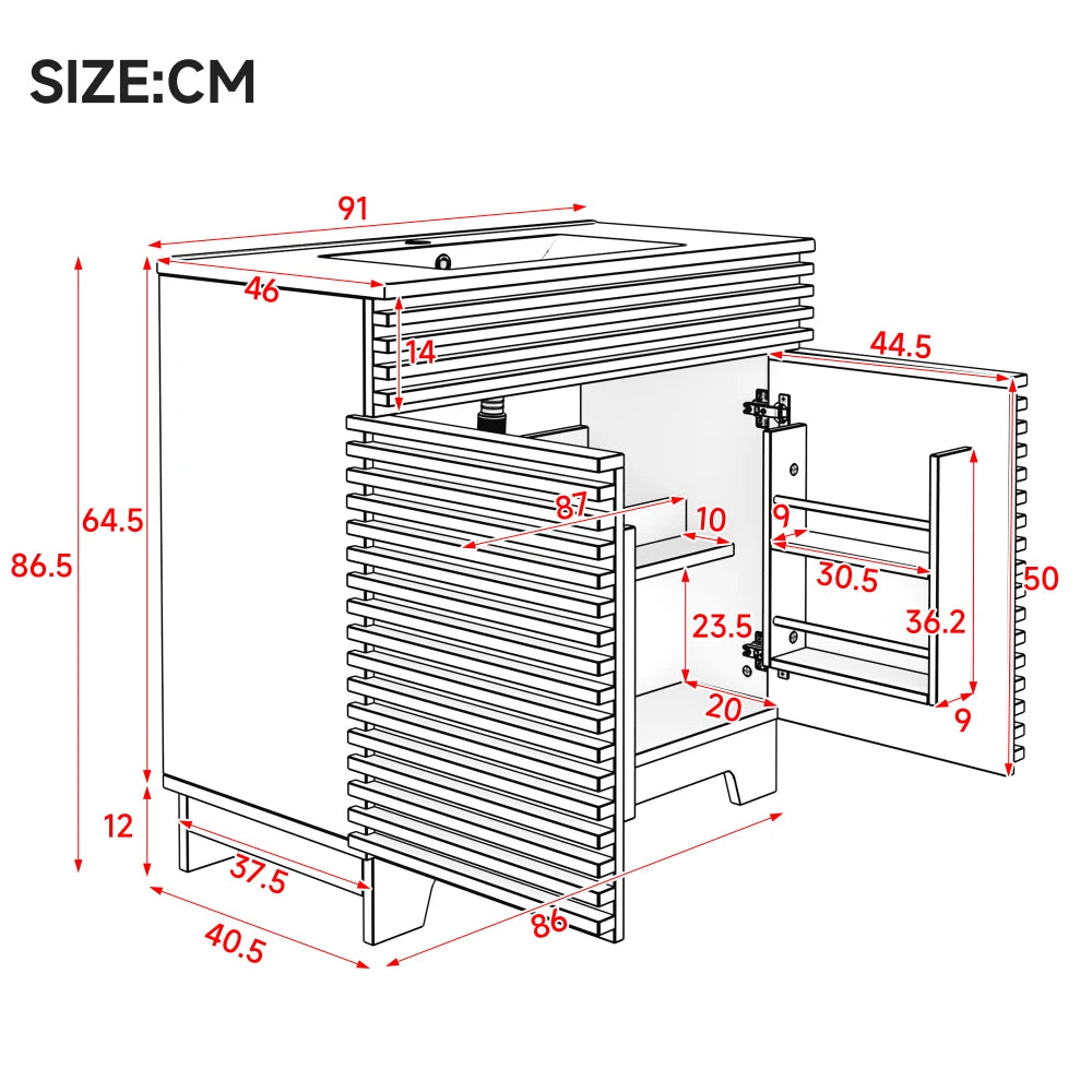 91x46x86, 5cm Freestanding Bathroom Sink