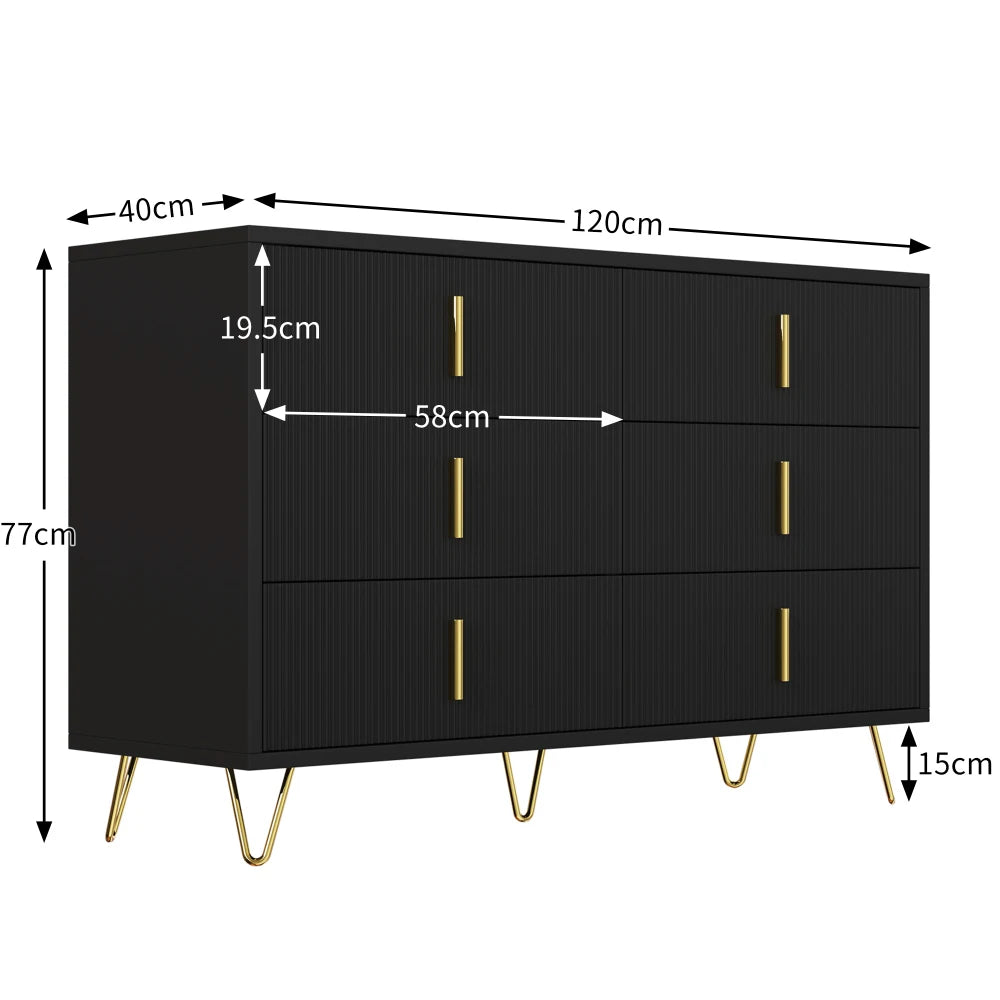 Modern Sideboard with 6 Drawers, Chest of Drawers and Plenty of Storage