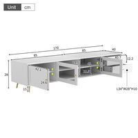 170×40×43 Cm Modern TV Lowboard, White TV Sideboard with 2 Drawers