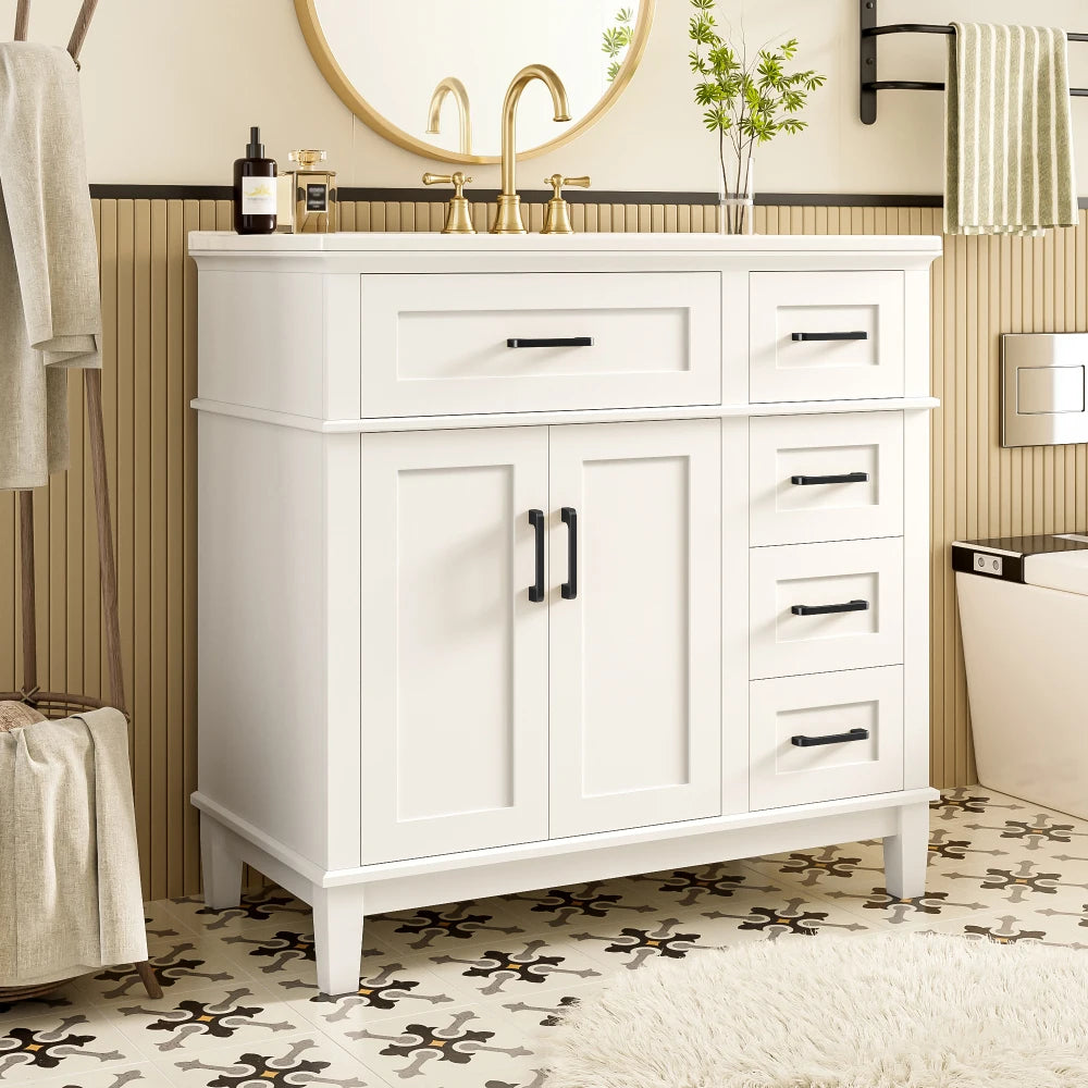 90 X 46 X 87cm Bathroom Cabinet, Silent Drawer Damping