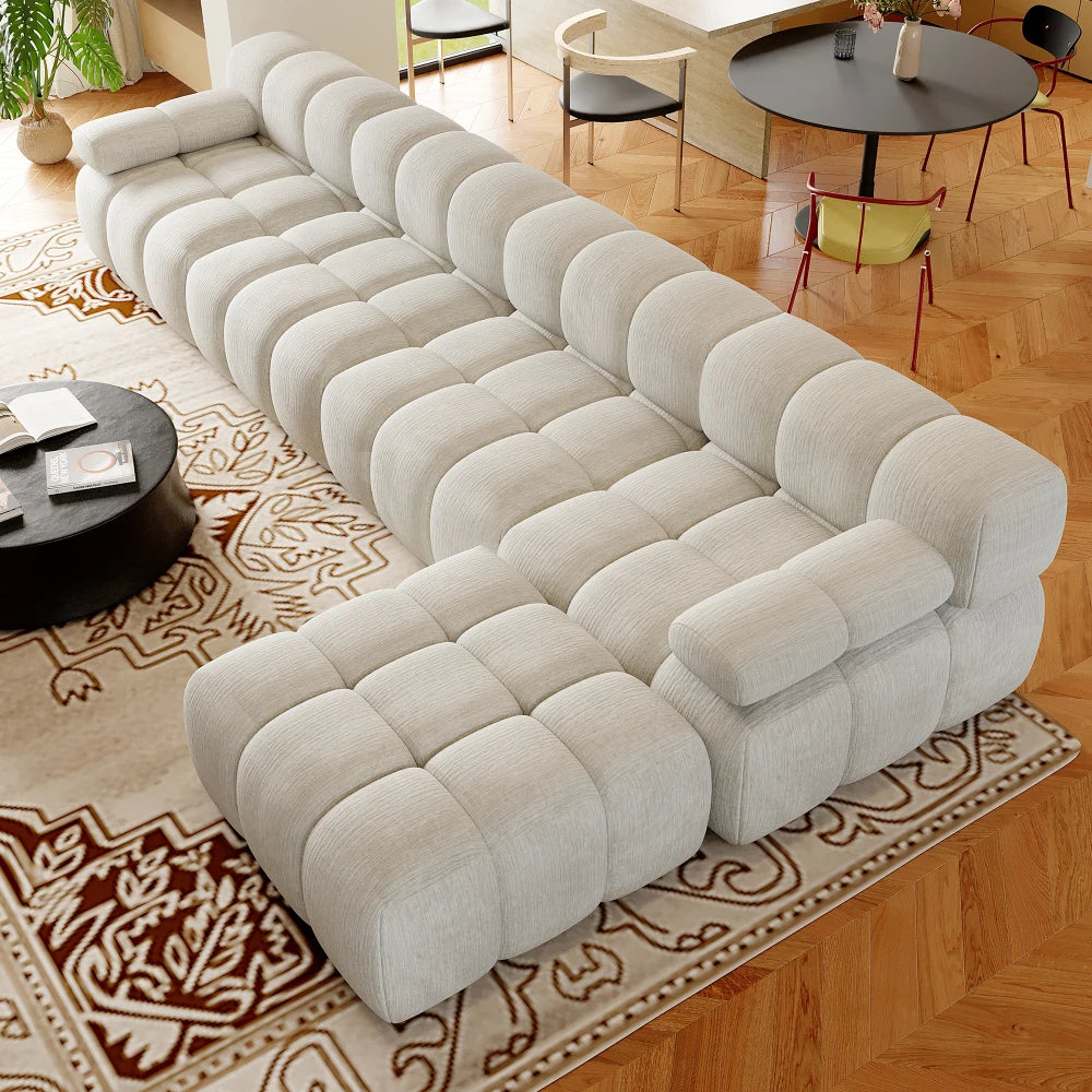 400cm L-Shape Corner Foam Boneless Compression Sofa