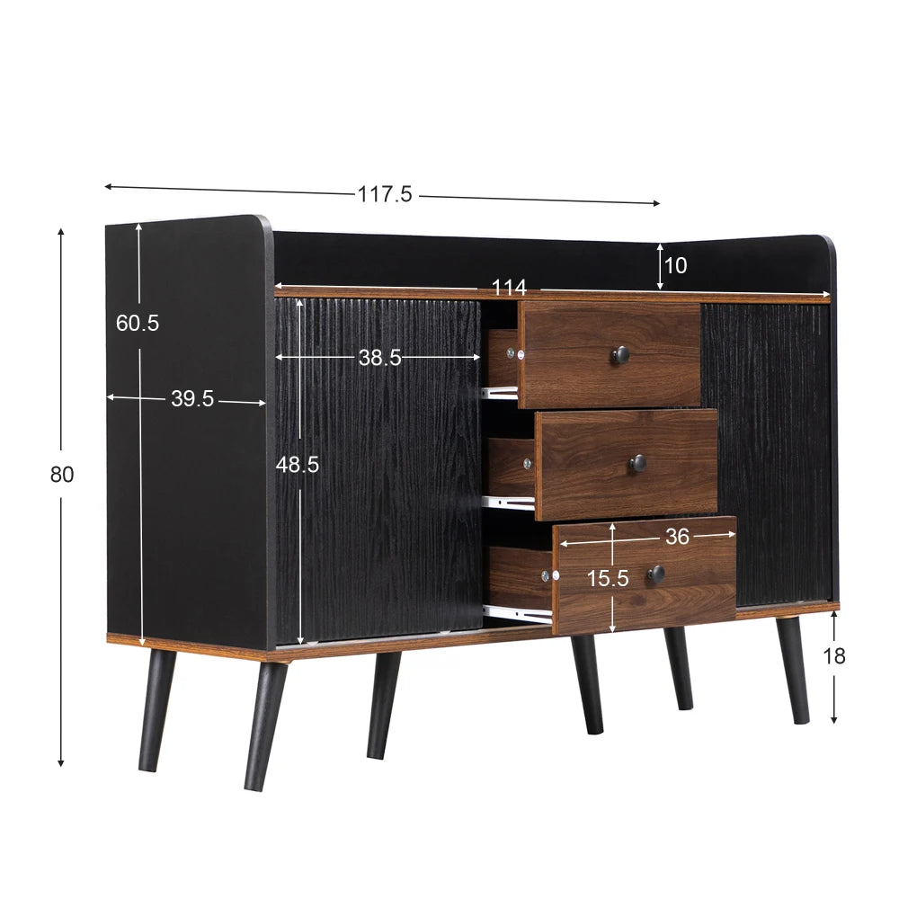 Sideboard with Three Drawers, Sideboard for Bedroom and Living Room