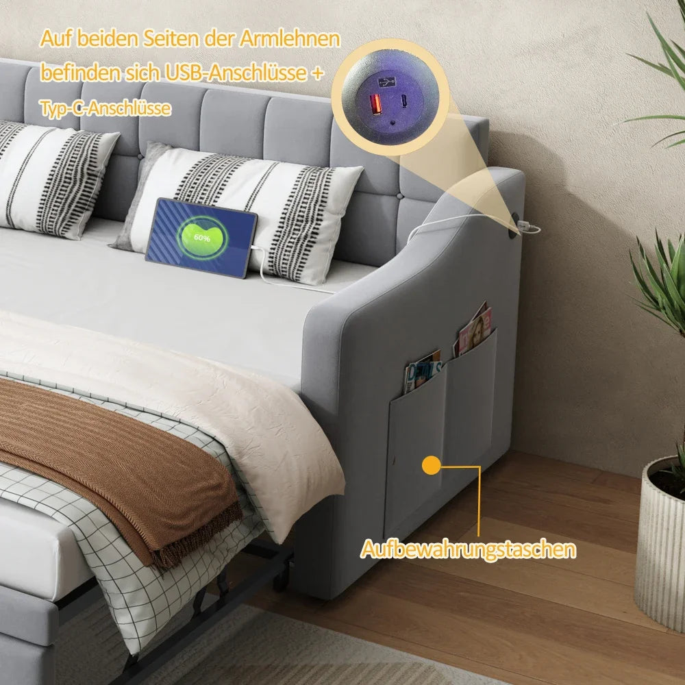 Upholstered Bed Sofa Bed Multi-function Sofa Bed 90*180*190