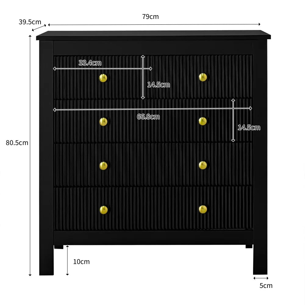 Modern Sideboard, Chest of Drawers with Special Doors, Gold Handles
