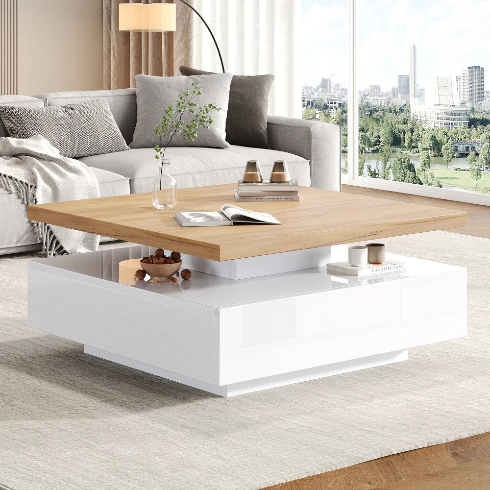 Multifunctional Square 360° Swivel Coffee Table