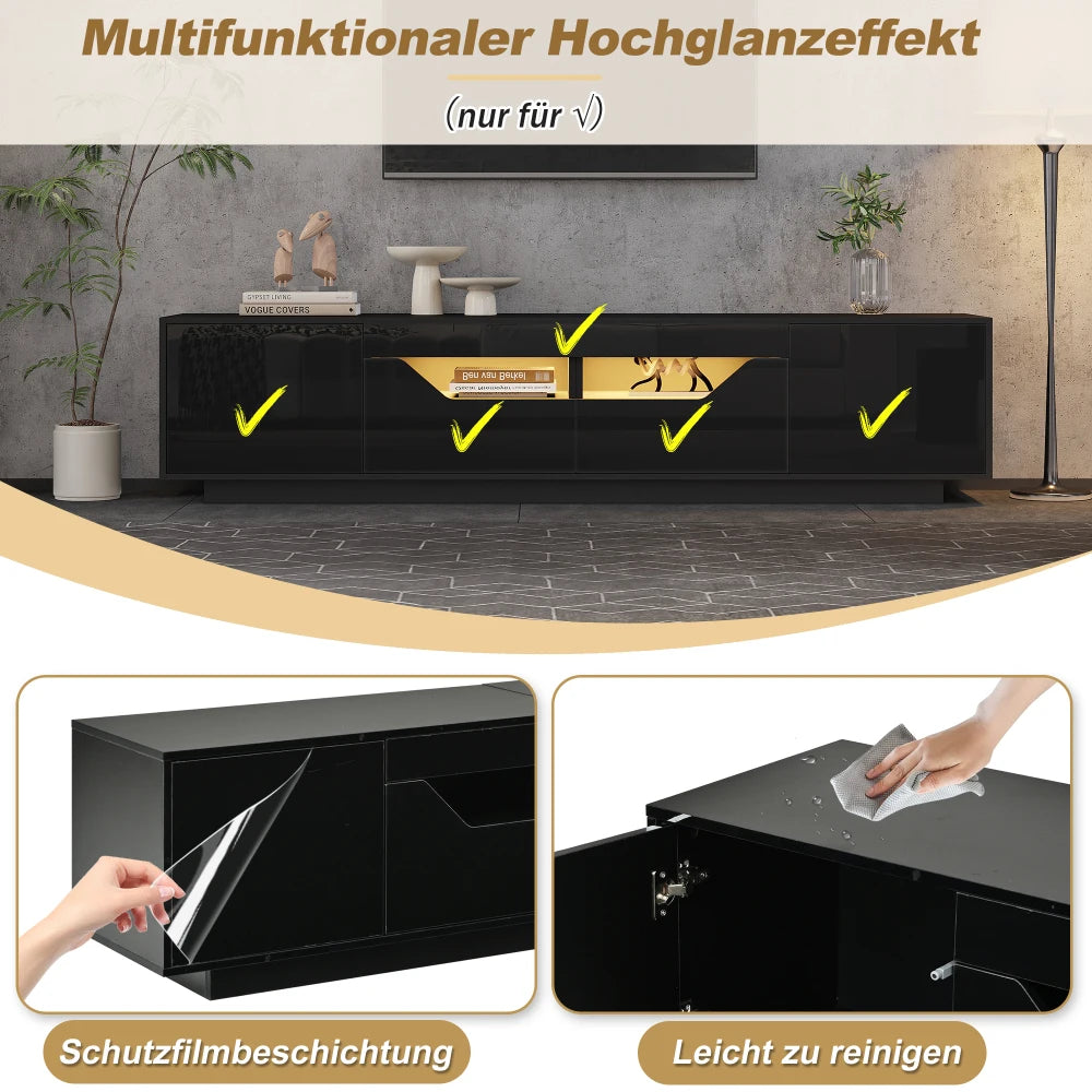 180x40x45cm High‑Gloss TV Stand Lowboard