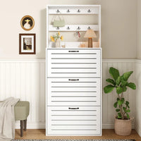 Shoe Cabinet with 3 Doors, Shoe Rack, Shoe Cabinet with Hooks