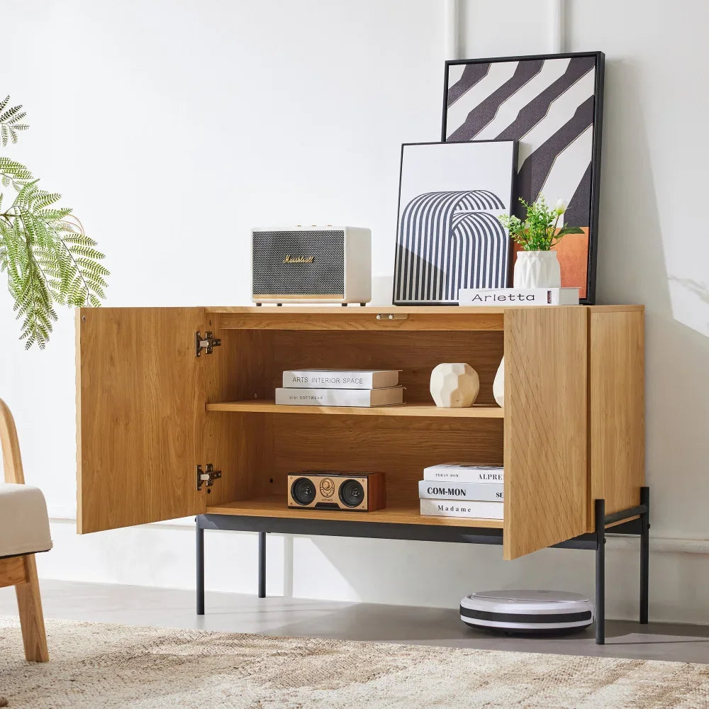 Sideboard with 2 Doors and 3 Drawers, Metal Legs, TV Cabinet, Buffet