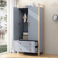 2-door Wardrobe, with Wardrobe Rack, 2 Drawers, Suitable for Bedroom