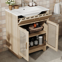 76x46x88cm Bathroom Cabinet, with Drawer Lift and Double Soft-close Doors