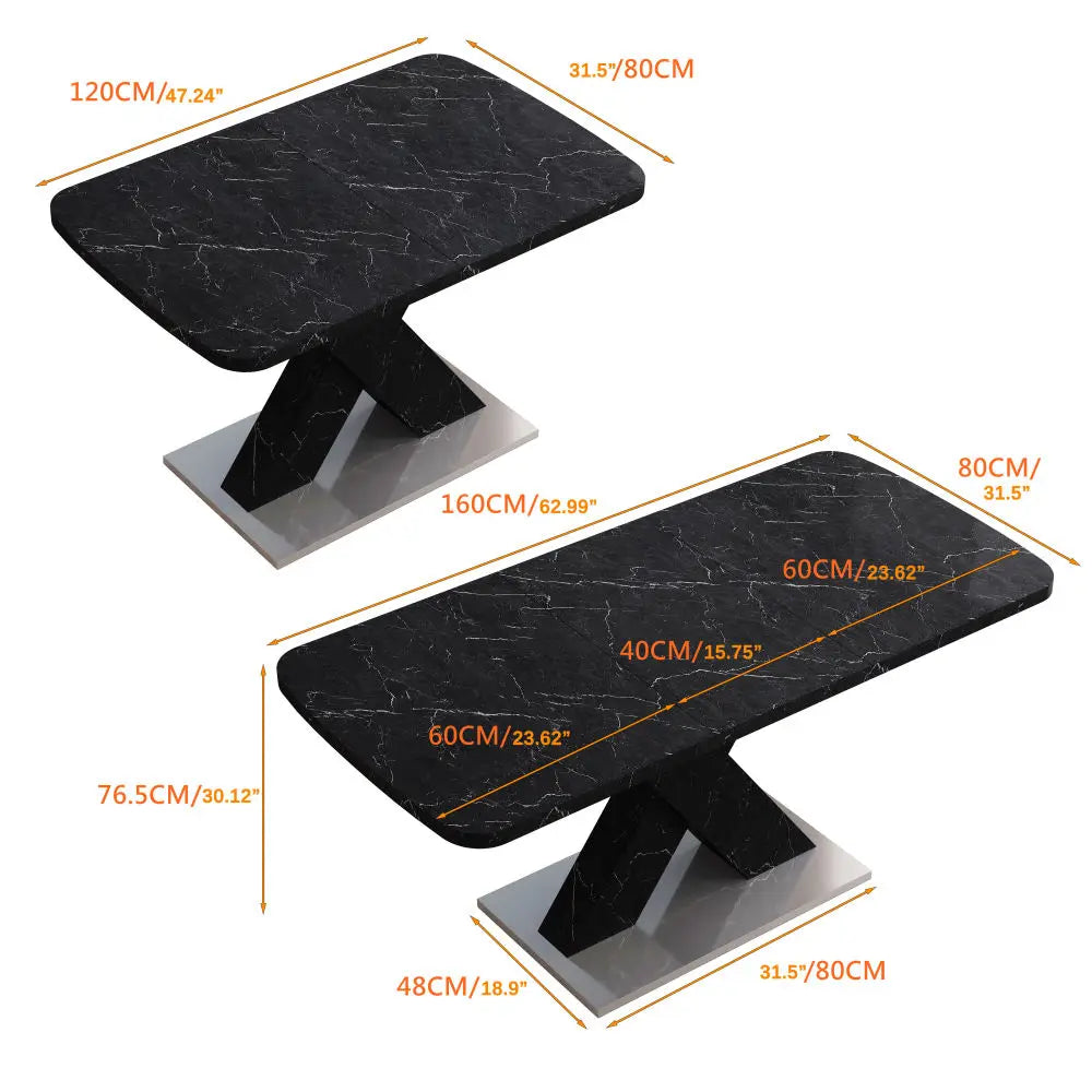 120CM-160CM Modern Rectangle Dining Table, Stretchable