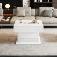 70*70*45cm High Gloss Coffee Table, Top Table 360° Freely Rotatable