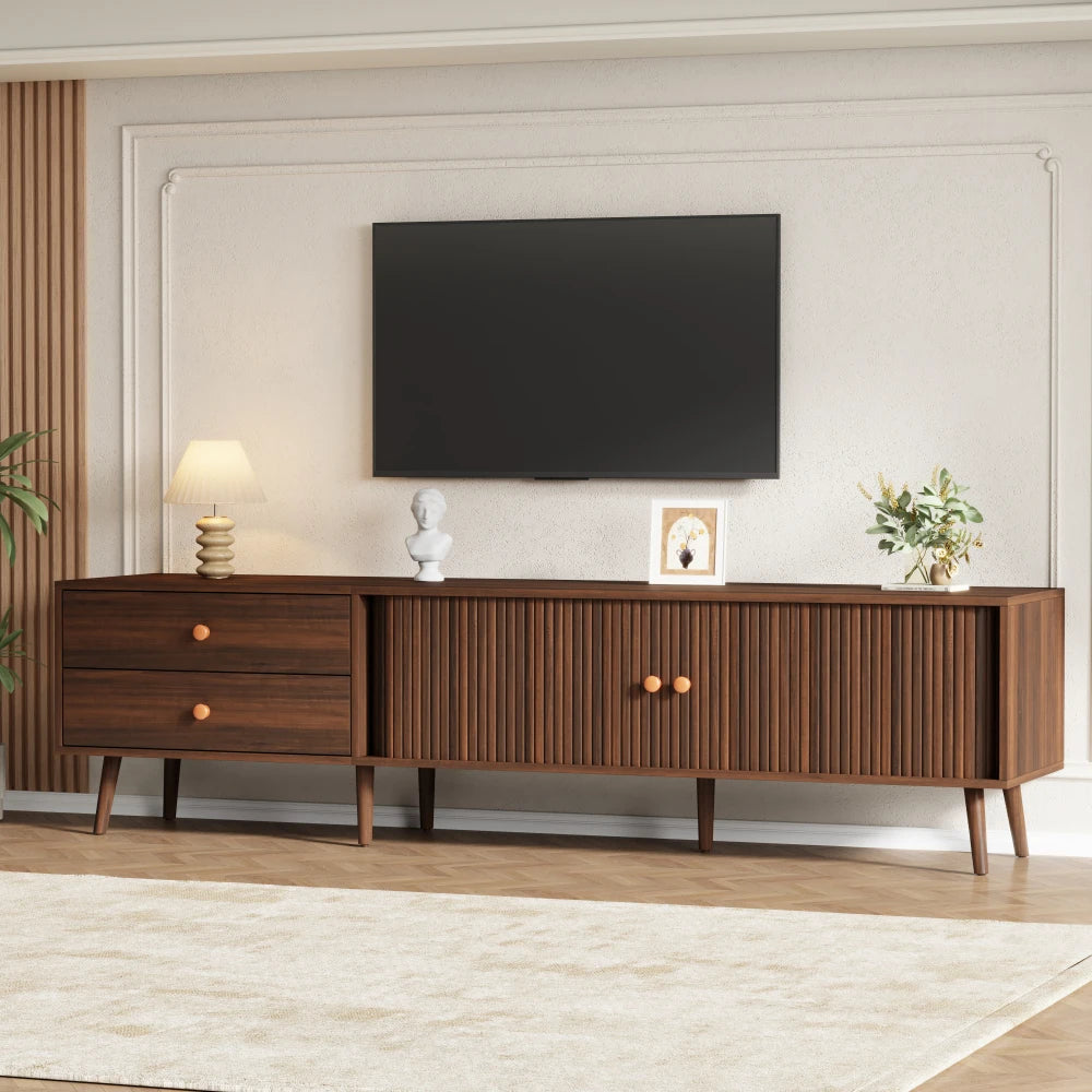 180x40x46.5cm TV Cabinet in Walnut Wood Optics, TV Stand with 2 Drawers