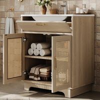 76x46x88cm Bathroom Cabinet, with Drawer Lift and Double Soft-close Doors