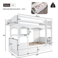 90*200 Multifunctional Children's Double Bed, with Folding Desk and Shelf