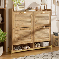 108.5×24×100cm Modern Shoe Cabinet with Wooden Doors