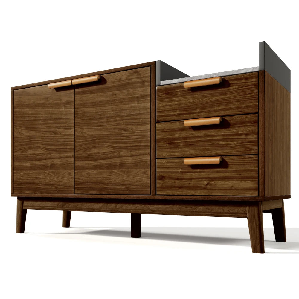 Living Room Chest of Drawers in Oak Decor with Marble Optics Plate
