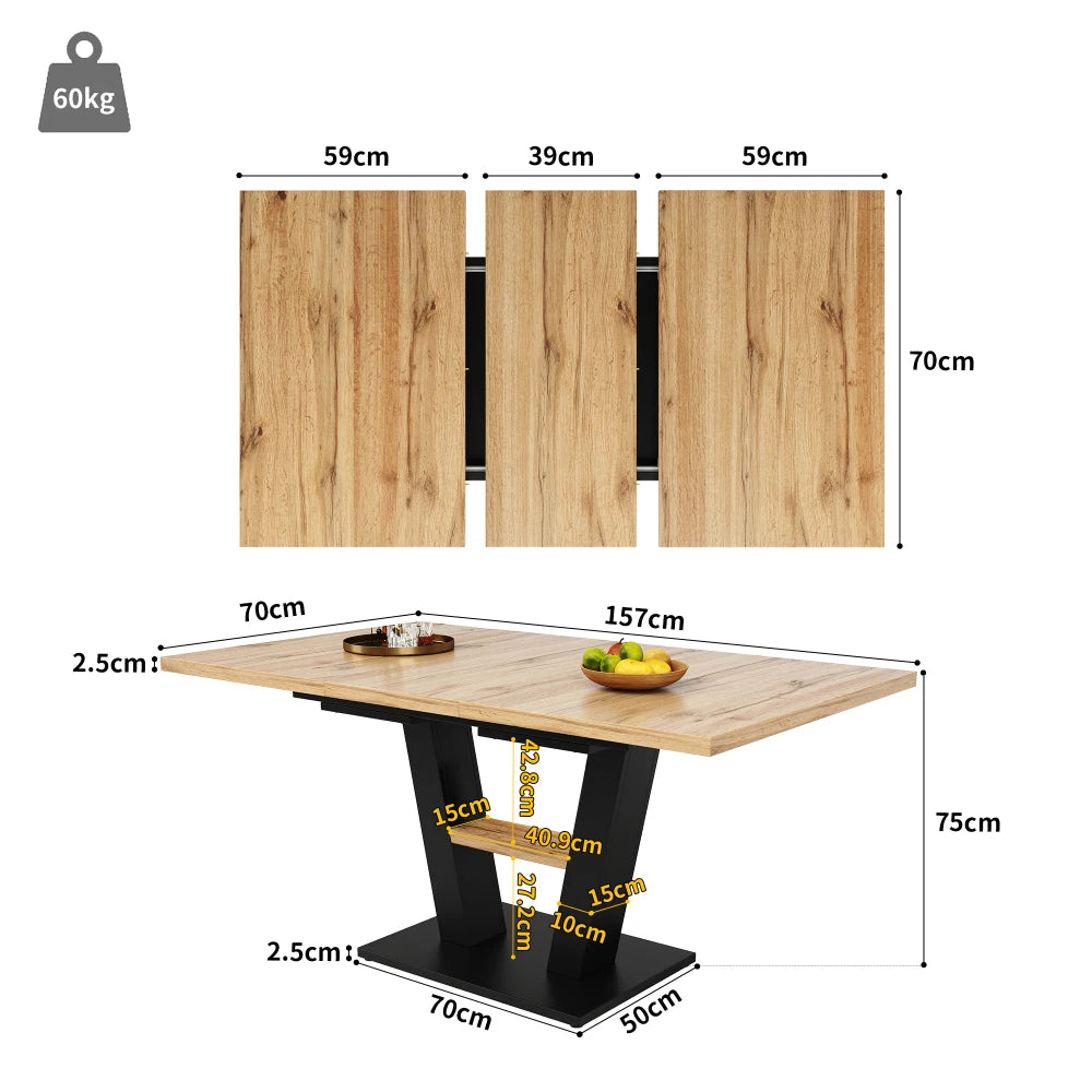 Wooden Dining Table Telescopic, Kitchen Table, Modern Style Pull-out Table