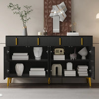 Sideboard with Golden Handles and Legs, 4 Doors, 4 Drawers