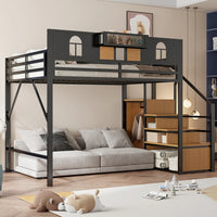 Metal High Bed 140 X 200 Cm, with Storage Guide, Window