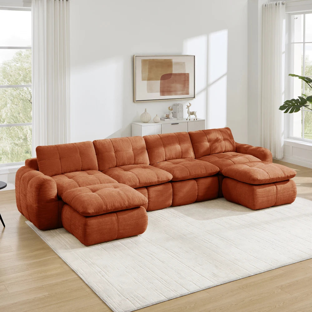 Rammeløs modulsofa til 4 personer, U-form