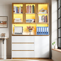Bookcase with Glass Doors and LED Lighting