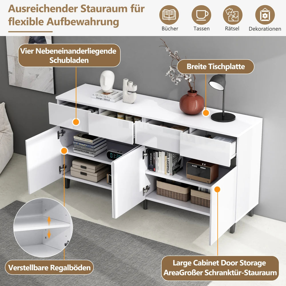 Modern High Gloss Sideboard, Drawers, Highboard