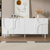 Modern Geometric Sideboard, with Irregular Curves, Living Room Cabinet