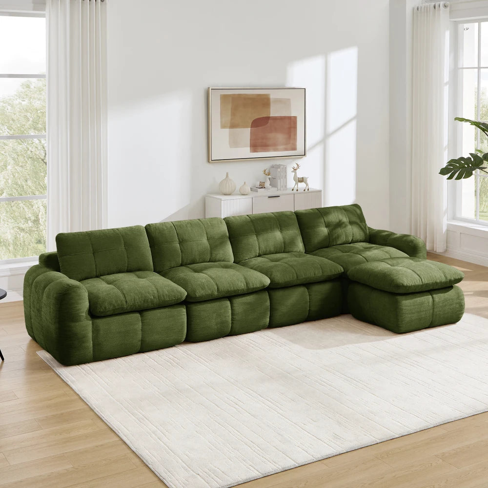 Rammeløs modulsofa til 4 personer, U-form