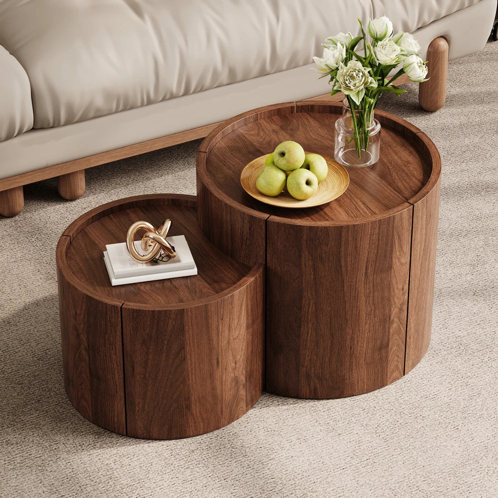 Round Coffee Table with Storage Room