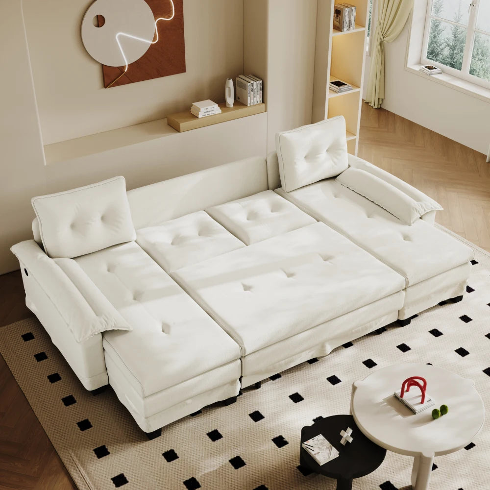 278cm U-Shaped Modular Sofa Bed