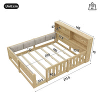 90x200cm & 140x200cm Flat Bed Frame, Children’s Bed with Safety Grille