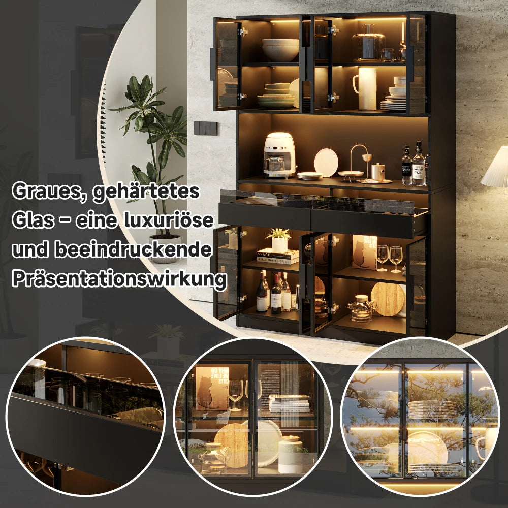 120x40x180cm Modern Glass Showcase Sideboard