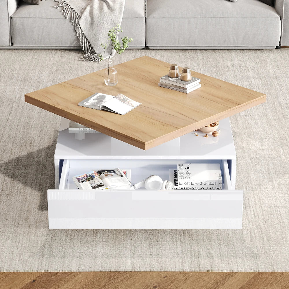 Multifunctional Square 360° Swivel Coffee Table