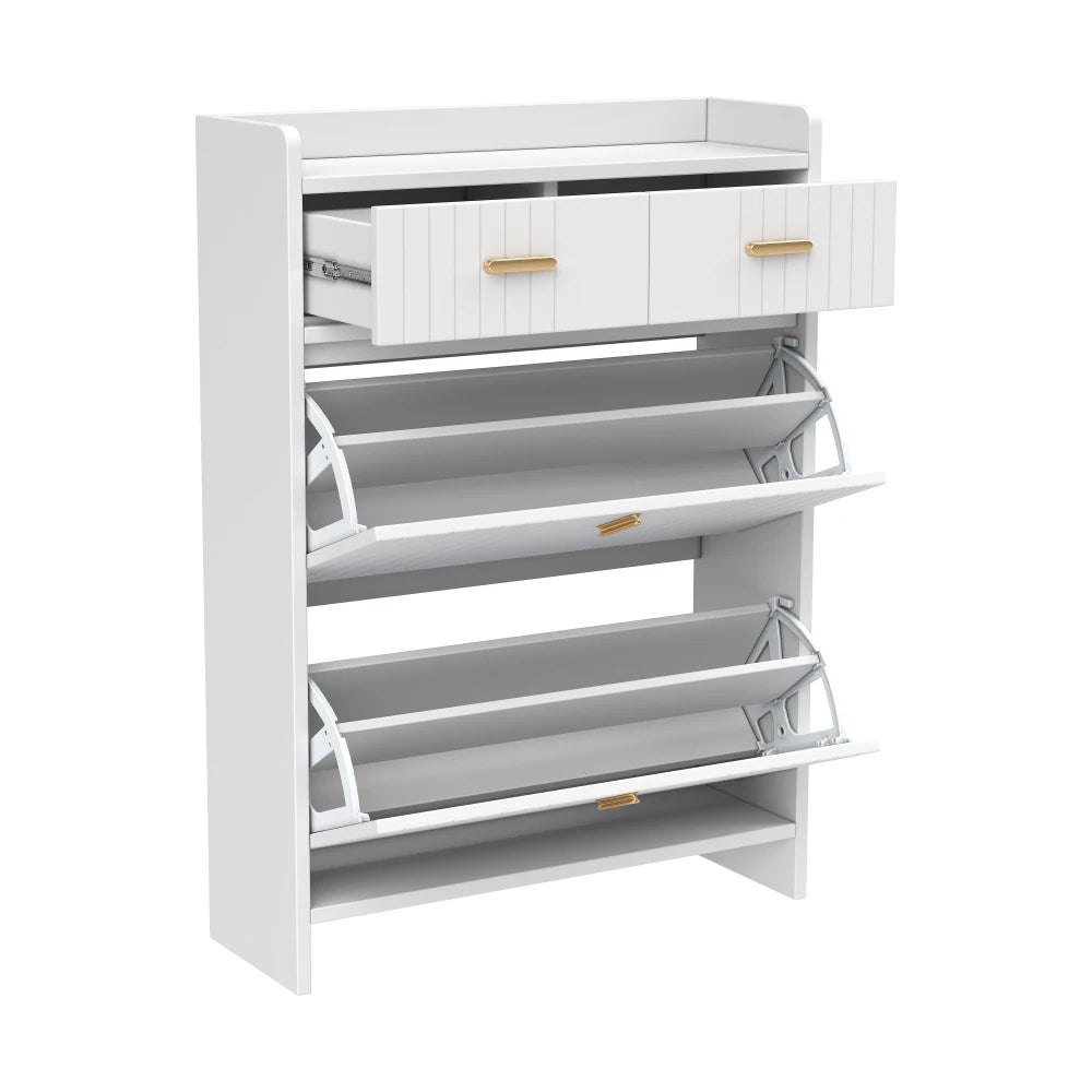 75x24x108.5cm Shoe Cabinet with Folding Compartments & 2 Drawers