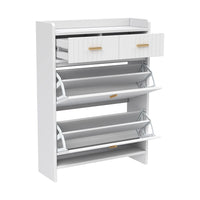 75x24x108.5cm Shoe Cabinet with Folding Compartments & 2 Drawers
