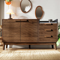Living Room Chest of Drawers in Oak Decor with Marble Optics Plate