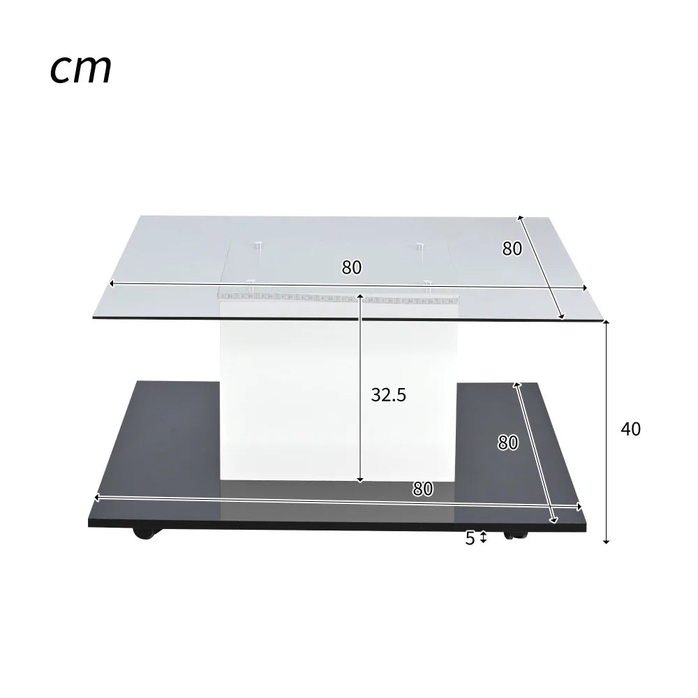 Modern Living Room Coffee Table, High-gloss Glass Coffee Table