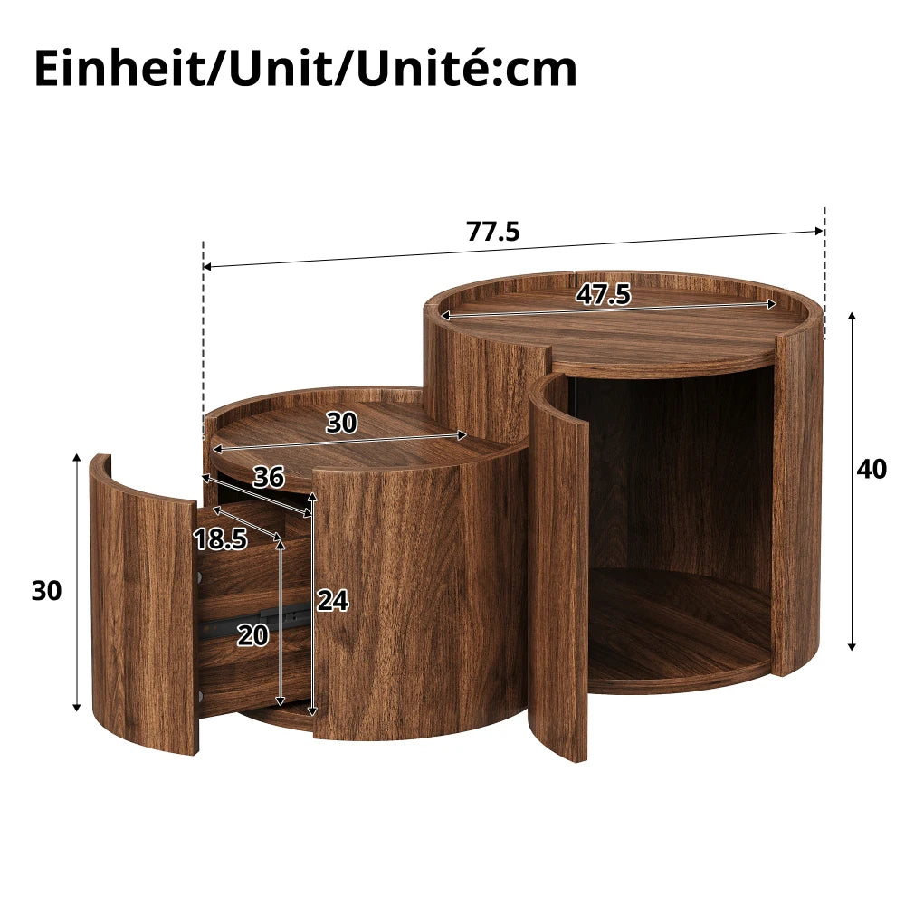 Round Coffee Table with Storage Room