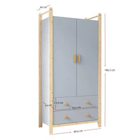 2-door Wardrobe, with Wardrobe Rack, 2 Drawers, Suitable for Bedroom