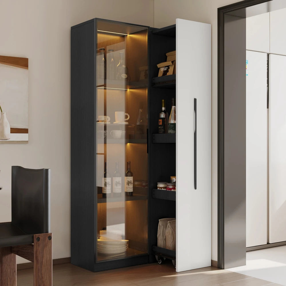 Moderne vitrine med glaslåger, 70x40x160 cm
